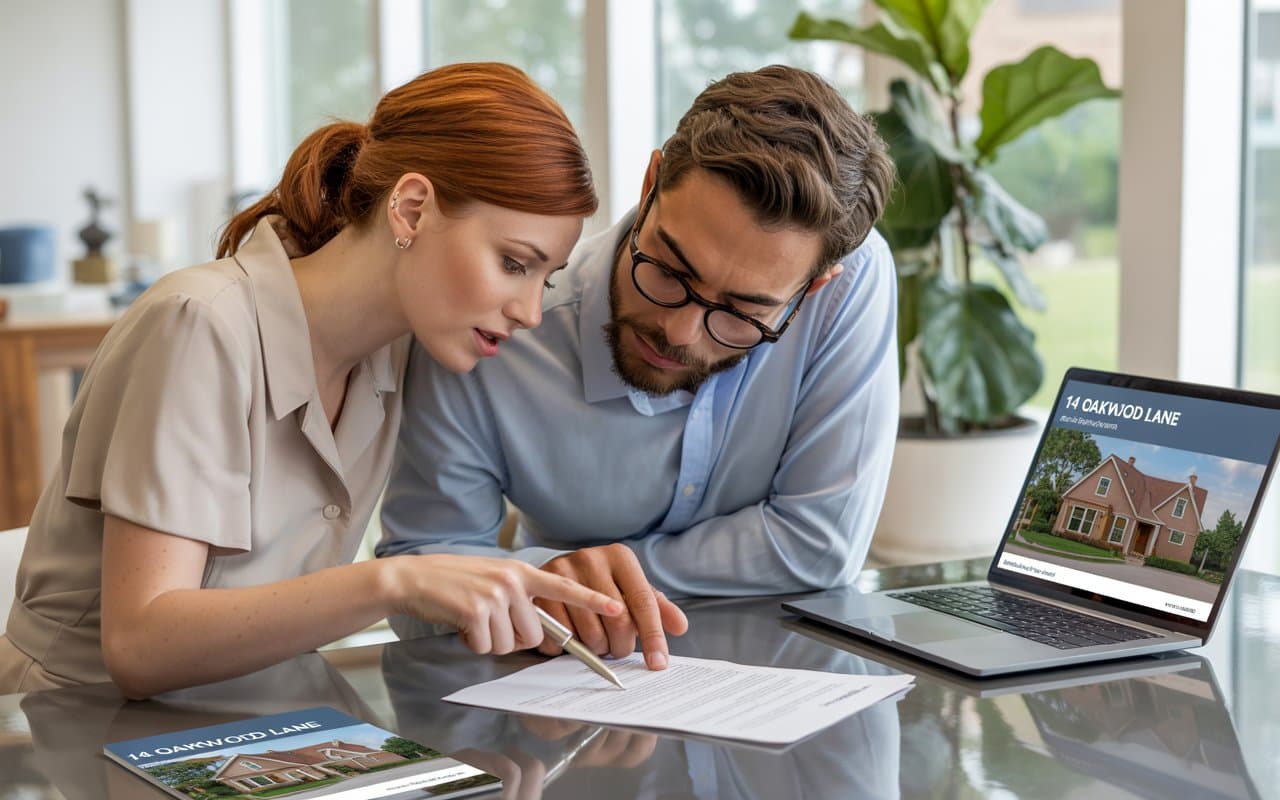 young couple reviewing a purchase agreement for their new home with a trusted real estate agent. Adam Kelley, a professional real estate broker in San Diego, offers expert guidance for first-time homebuyers.