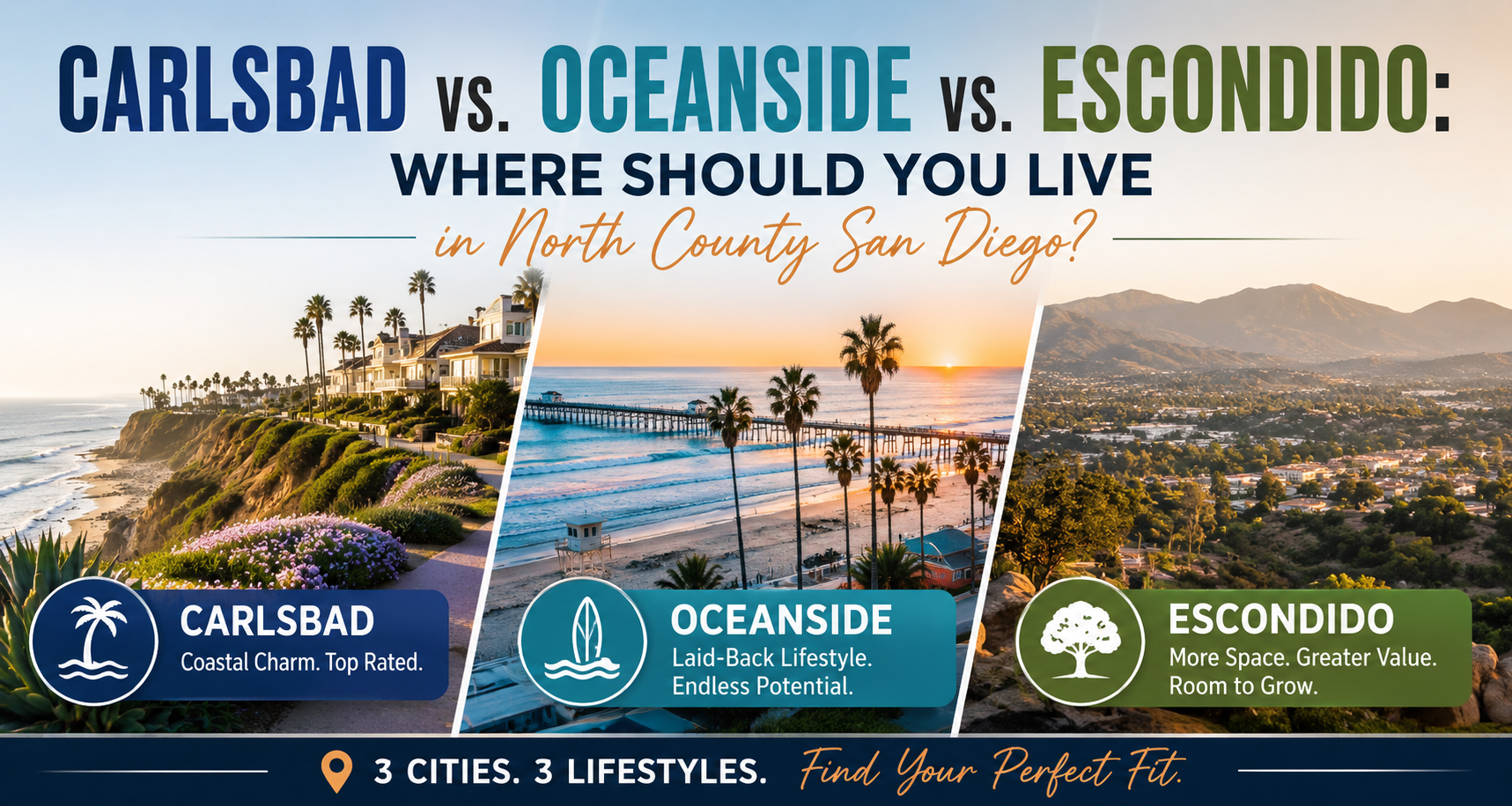 Carlsbad vs Oceanside vs Escondido real estate comparison in North County San Diego