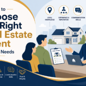 Real estate agent shaking hands with home buyers after signing a contract