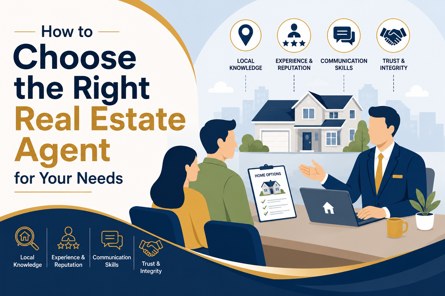 Real estate agent shaking hands with home buyers after signing a contract