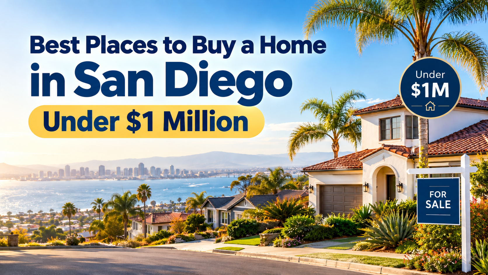 Aerial view of an affordable San Diego neighborhood with single-family homes under $1 million