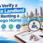 Renter reviewing San Diego County property ownership records before signing a lease