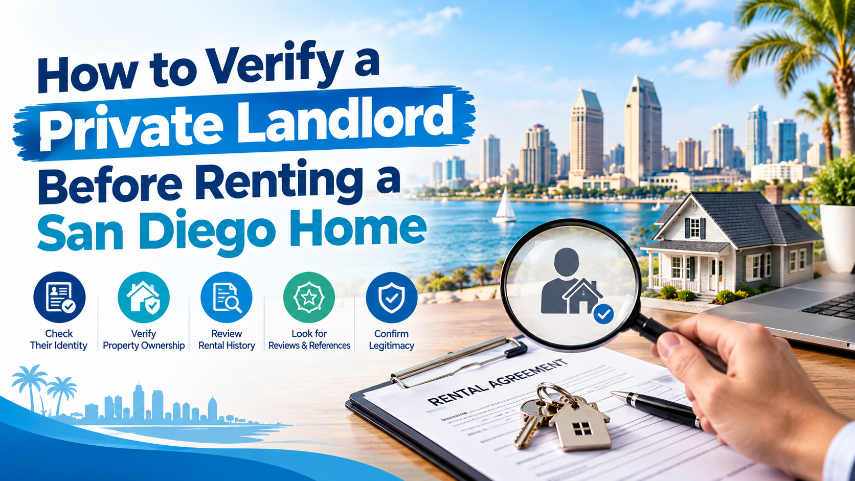 Renter reviewing San Diego County property ownership records before signing a lease
