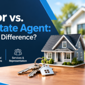 Side-by-side illustration comparing a Realtor and a licensed real estate agent in San Diego