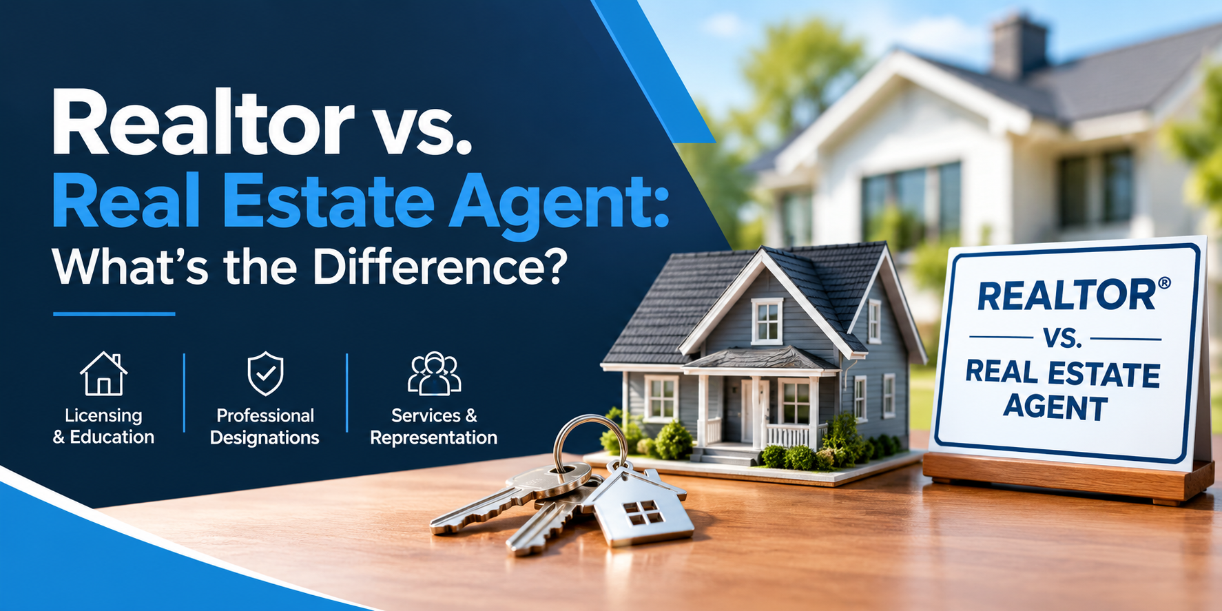Side-by-side illustration comparing a Realtor and a licensed real estate agent in San Diego